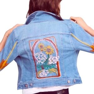 Anthropologie Pilcro the Letterpress Embroidered Jean Jacket